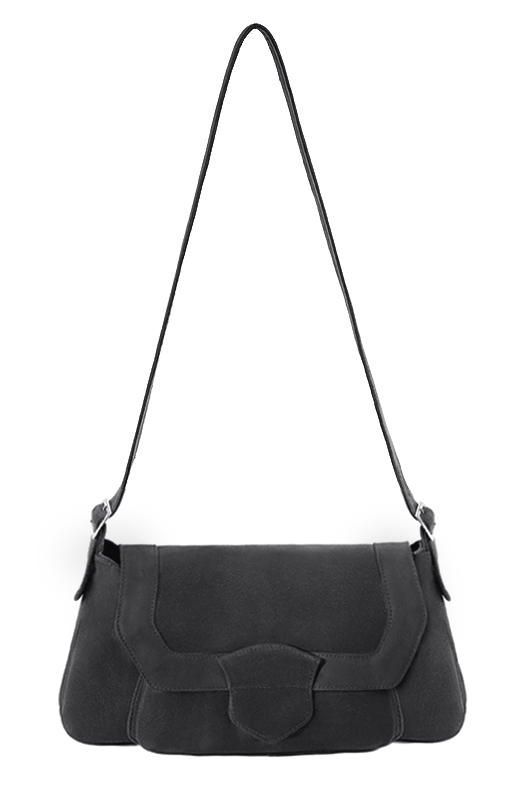 Dress handbag in dark grey leather - Top view